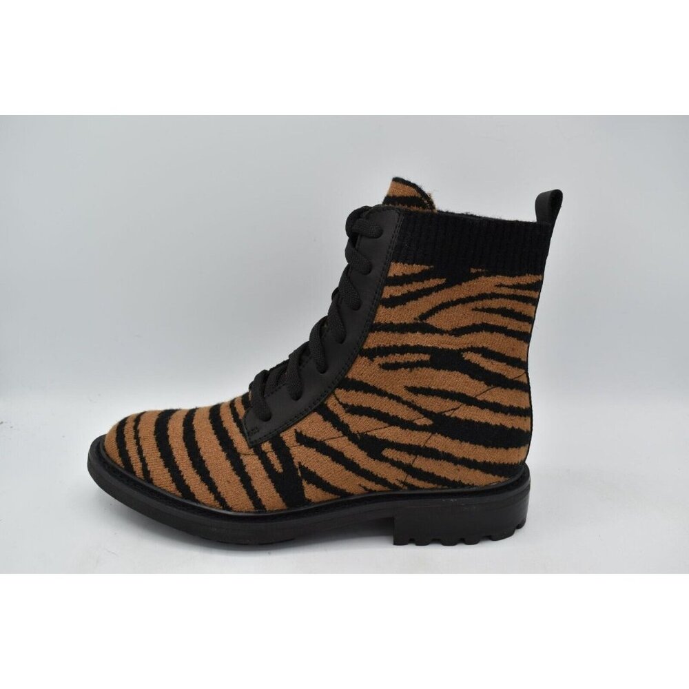 Sofft Womens Size 7.5 Landee Black Tan Tiger Lace Up Knit Combat Boots - Picture 6 of 12